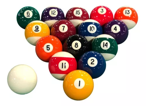 Jogo De Bola Para Sinuca Bilhar Snooker Regra Brasileira Coloridas 50 mm 8  Peças Lisas.