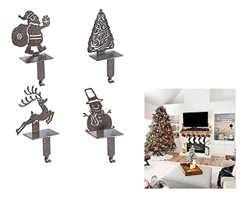 Kuzoo Navidad Stocking Holders Set De 4 , Holiday Fyjs1