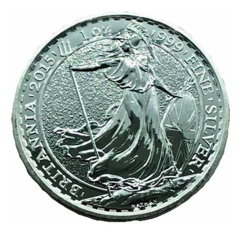 Moneda De Plata 1 Oz Britania 2 Libras Gran Bretaña Año 2015 (Usado)