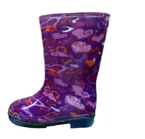 Botas De Lluvia De Nena Estampada (cromic 4500 Corazon Lila)