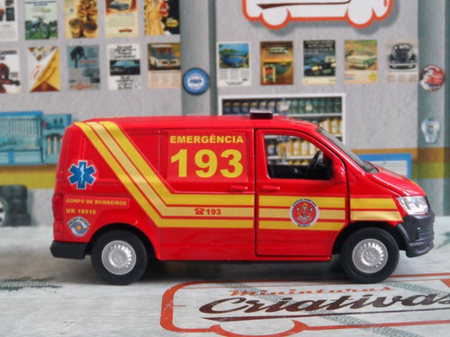 Miniatura Viatura Bombeiros Resgate Ambulância Pm Sp 193