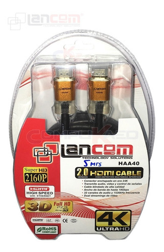 Cable Hdmi 2.0 De 5 Metros Lancom Para Tv Hd Blue Ray Led