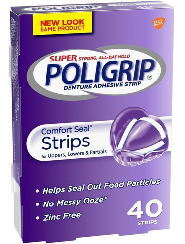 Bandas Adhesivas Para Dientes Super Poligrip, Cmodas, 40 Uni