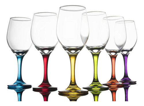 Trinkware Juego De 6 Copas De Vino De Tallo De Colores, Amar