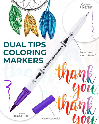Imagen 4 de 8 de 60 Marcadores Doble Punta Ohuhu Dual Brush Fine Tips