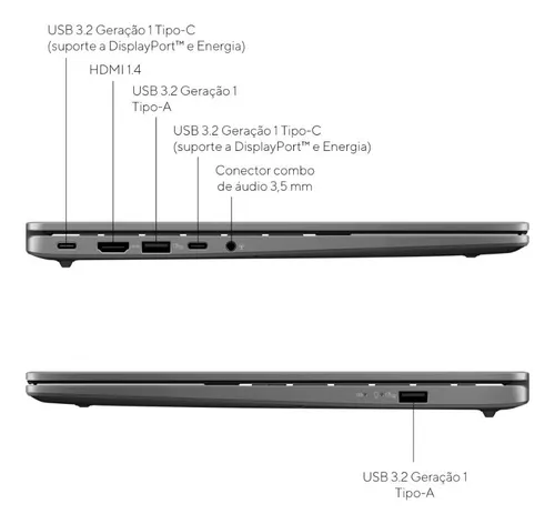 Notebook Asus Vivobook S14 S3407ca Intel Core Ultra 5 225h 16gb Ram 512gb Ssd Windows 11 Tela 14  Led Fhd Silver - Ly113w