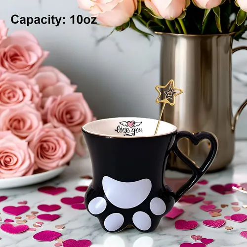 Taza Pata De Gato Con Cuchara (negro)
