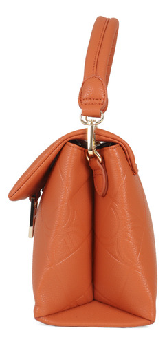 Bolsa Satchel Cloe Para Mujer Tapeta Con Broche Imán Color Naranja