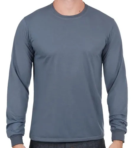 Camiseta Malha Pv Fria Manga Longa Gola Redonda Careca