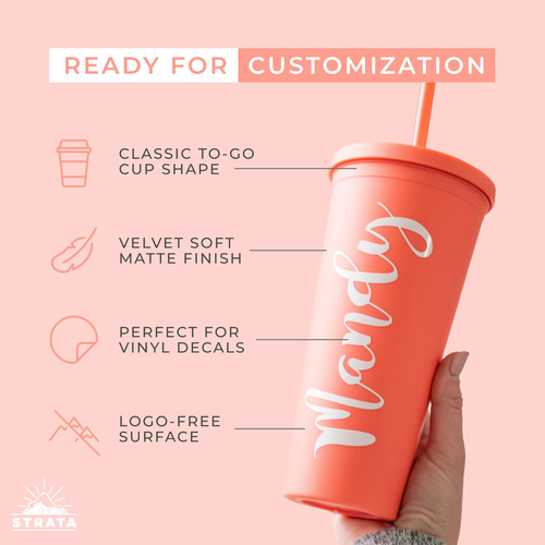 Vaso De Plastico Con Tapa Y Popote 650 Ml Multicolor 8 Pzas