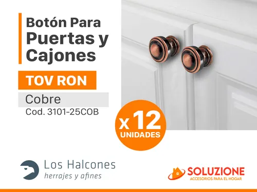 Tirador Metal Botón Tov Ron Cobre Mueble Herraje X 12 Unid