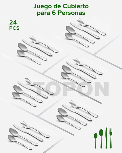 Juego De Cubiertos Acero Inoxidable Jiajiazi 24 Piezas Plata