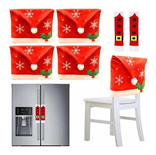 4 Fundas Navideñas Para Sillas De Comedor Con 2 Fundas...