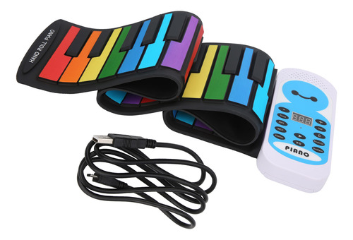 Teclado De Piano Flexible De 49 Teclas Soft Roll Up Rainbow