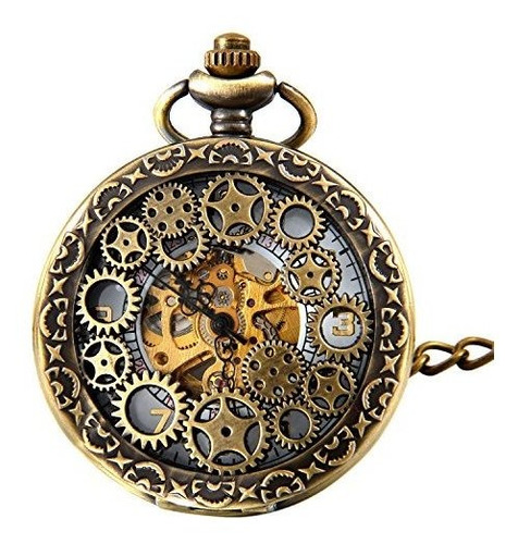 Avaner Steampunk Retro Half Hunter - Reloj De Bolsillo Con P