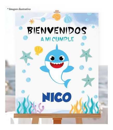 Cartel Bienvenida Imprimible Cumpleaños Baby Shark Nene