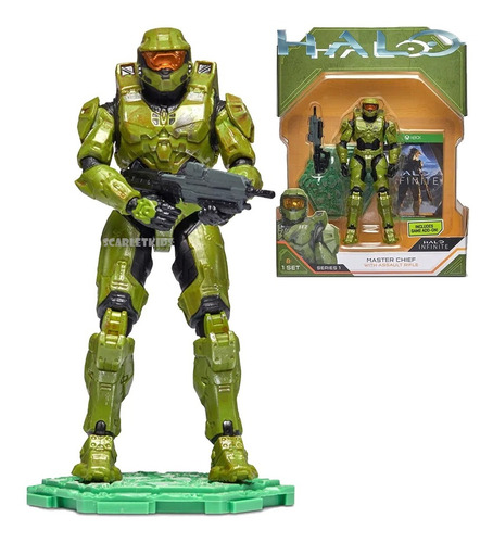 Halo Figura Master Chief Con Rifle Original Scarlet Kids