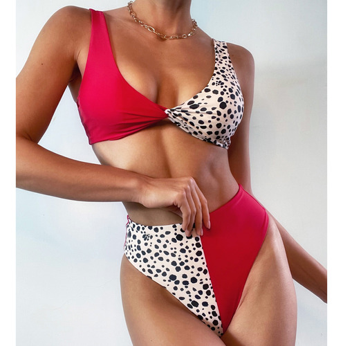 Bikini Dividido Con Estampado De Leopardo Y Estampado De Leo