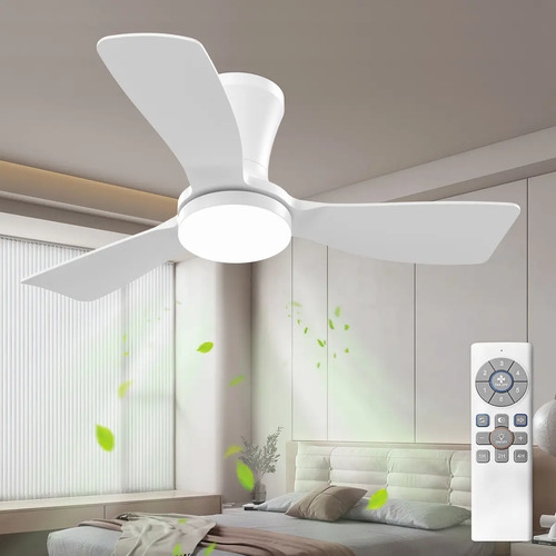 Ventilador de Teto Moderno 36" com Luz LED e Controle Remoto, Reversível, 3cct, Dimerizável, Silencioso, Para Quarto, Uso Interno/externo