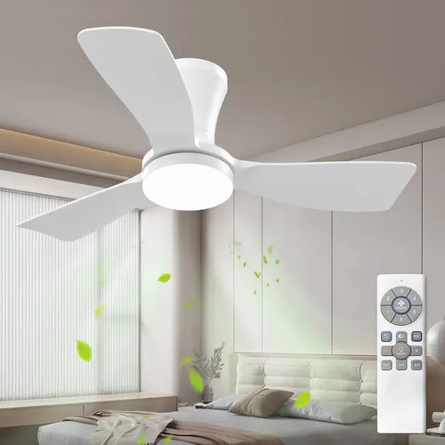 Ventilador de Teto Moderno 36" com Luz LED e Controle Remoto, Reversível, 3cct, Dimerizável, Silencioso, Para Quarto, Uso Interno/externo - R$ 371,48