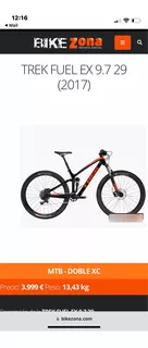 Bicicleta Trek Fuel Ex 9,7 Carbono