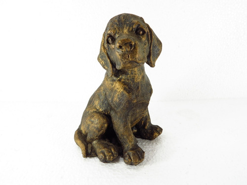 Escultura Cachorro Cachorrinho Cão Estilo Bronze Lindíssima