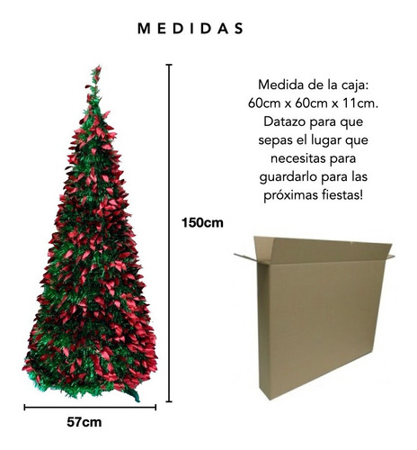 Imagen 4 de 10 de Arbol De Navidad Espiral Plegable 1,50 Mts Hojas Metalizado
