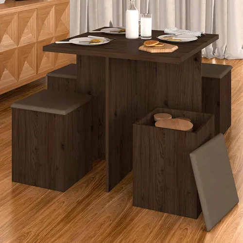 Conjunto Sala De Jantar 4 Banquetas Berlim Imbuia