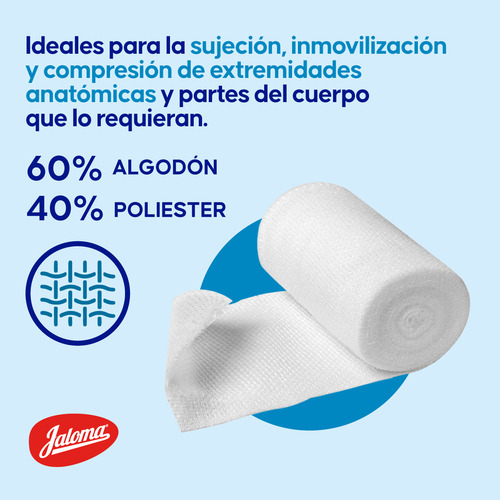 Venda Elástica 10 Cms Jaloma Paquete C/12 Color Blanco