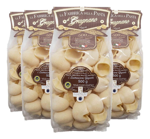 Kit Com 4pc Macarrão Lumaconi Gigante Gragnano 500g