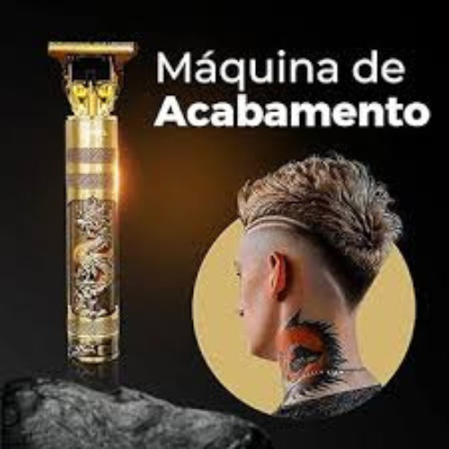 Maquina Acabamento Recarregável Detalhe Cabelo Barba Sem Fio Dourado-escuro