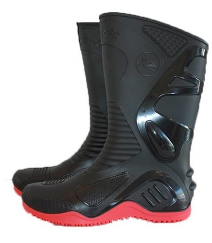 Bota Moto Lluvia Impermeable Motosafe Suela Roja