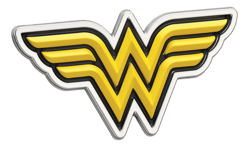 Wonder Woman Logotipo Amarillo Negro Premium 3d Cromado Auto
