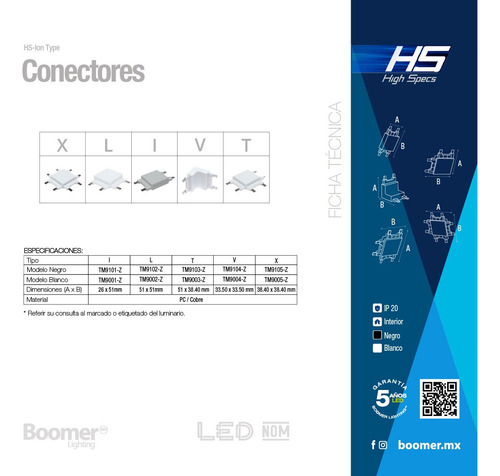 Conector Negro Para Riel Magnético Hs-ion, Tipo L