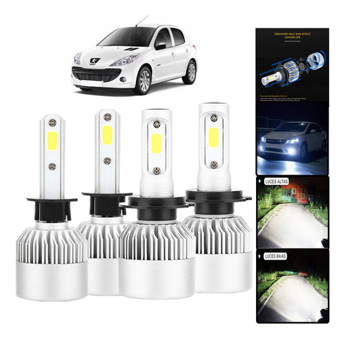 Kit De Focos Led 8000lm Luz Alta Y Luz Baja Para Peugeot