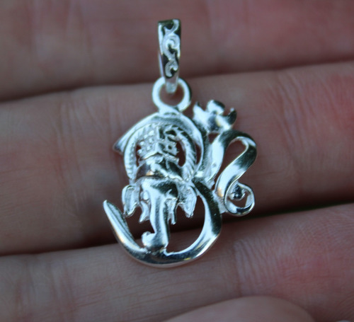 Pingente Mantra Om Com Lord Ganesha Prata 925 Legítima