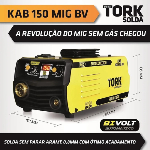 Imagem 5 de 6 de Máquina De Solda Inversora Kab 150 Mig S/gás - Rolo 1kg Tork