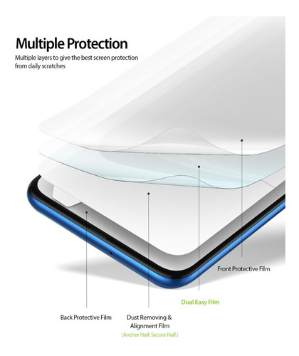 Imagen 6 de 10 de Film Dual Easy Samsung A70 & A90 Ringke Original Pack X2