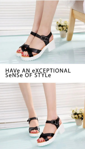 Sandalias Con Tacón Inclinado Y Hebilla Para Mujer, Talla Gr