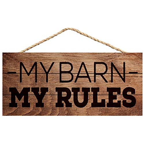 Placa De Pared De Madera Natural  My Barn My Rules  De ...