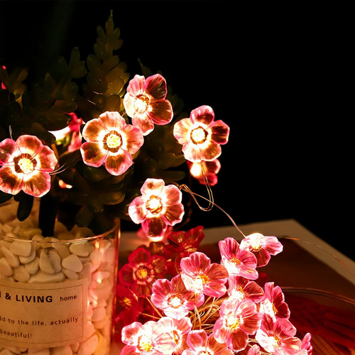 Decoración Navideña De 2 M Y 20 Led Con Forma De Flor De Cer