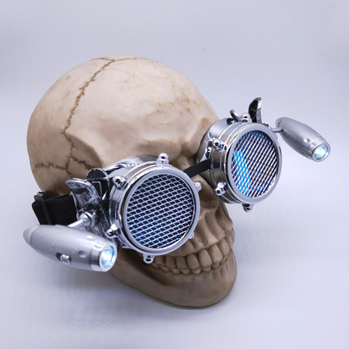 4 Gafas De Estilo Steampunk Únicas 18x6cm Argenta Brillante