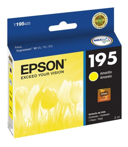 Cartucho Original Epson T195 Amarillo T195420 Xp201 Xp211