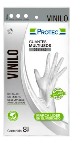 Guantes Multiusos De Vinilo Desechables Talla M Protec C/8pz