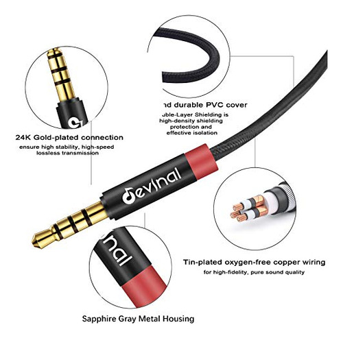Cable De Extensión Para Auriculares Devinal 3.5mm Trrs, Cabl