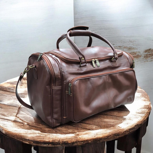 Bolso Cuero 100% Legitimo Tamaño Mano Berna Mossi Marrón Claro