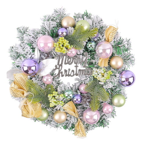 Corona Navideña Con Bolas Y Flores De Plástico Para Navidad