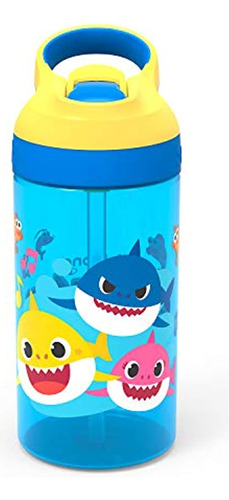 Zak Designs Baby Shark Kids Botella De Agua Con Pajita Y Asa