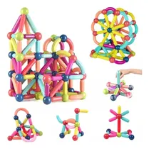 Comprar Set De Bloques Magneticos Ingenio 128 Piezas Coloridas Juego