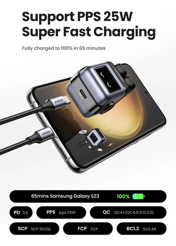 Ugreen Nexode Robot Cargador Rápido Gan De 30w Usb-c Negro